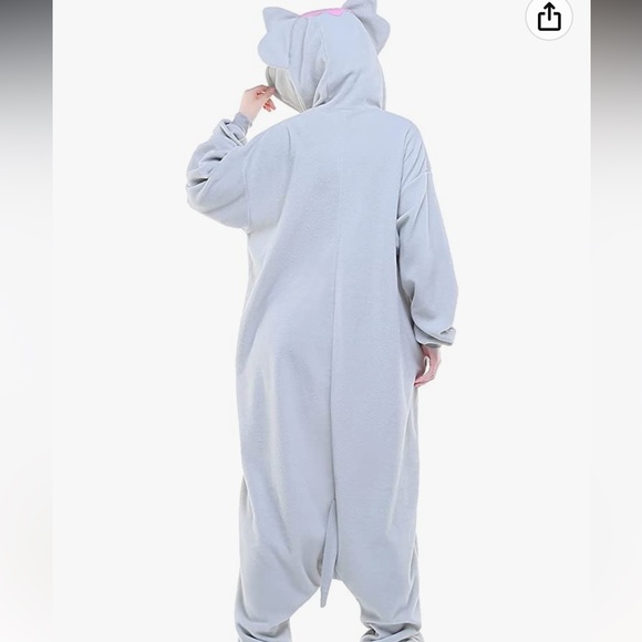 Elephant Onesie Halloween Costume Gray Pink Size Small - Picture 3 of 7